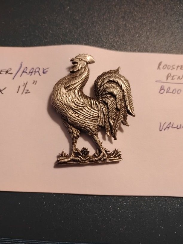 Jewelry - Rare Pewter Rooster Pin/Brooch