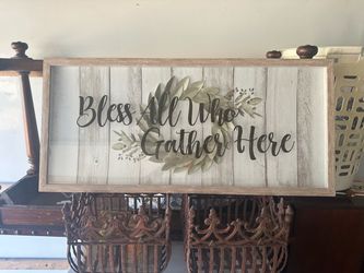 Bless All Who Gather Here Farmhouse Wall Sign