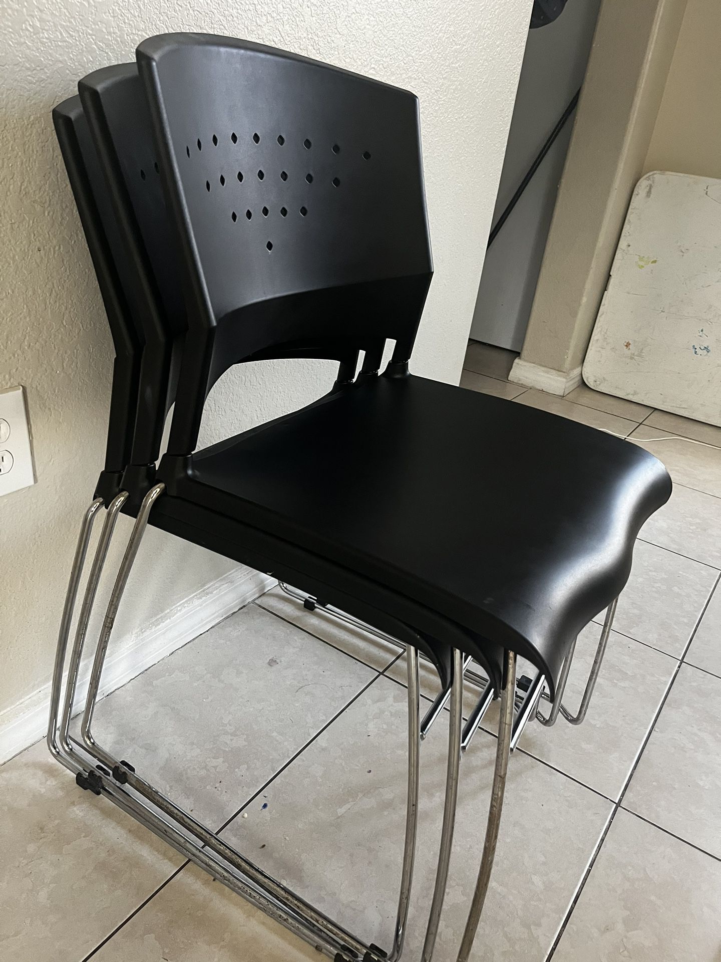 4 Black Office Or School Chairs