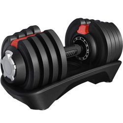 12-in-1 Quick-adjust Dumbbell, 1-sec Adjustable Dumbbell Weights From 3LBS To 40LBS, Space-saving Design For Home Gym, Black & Red