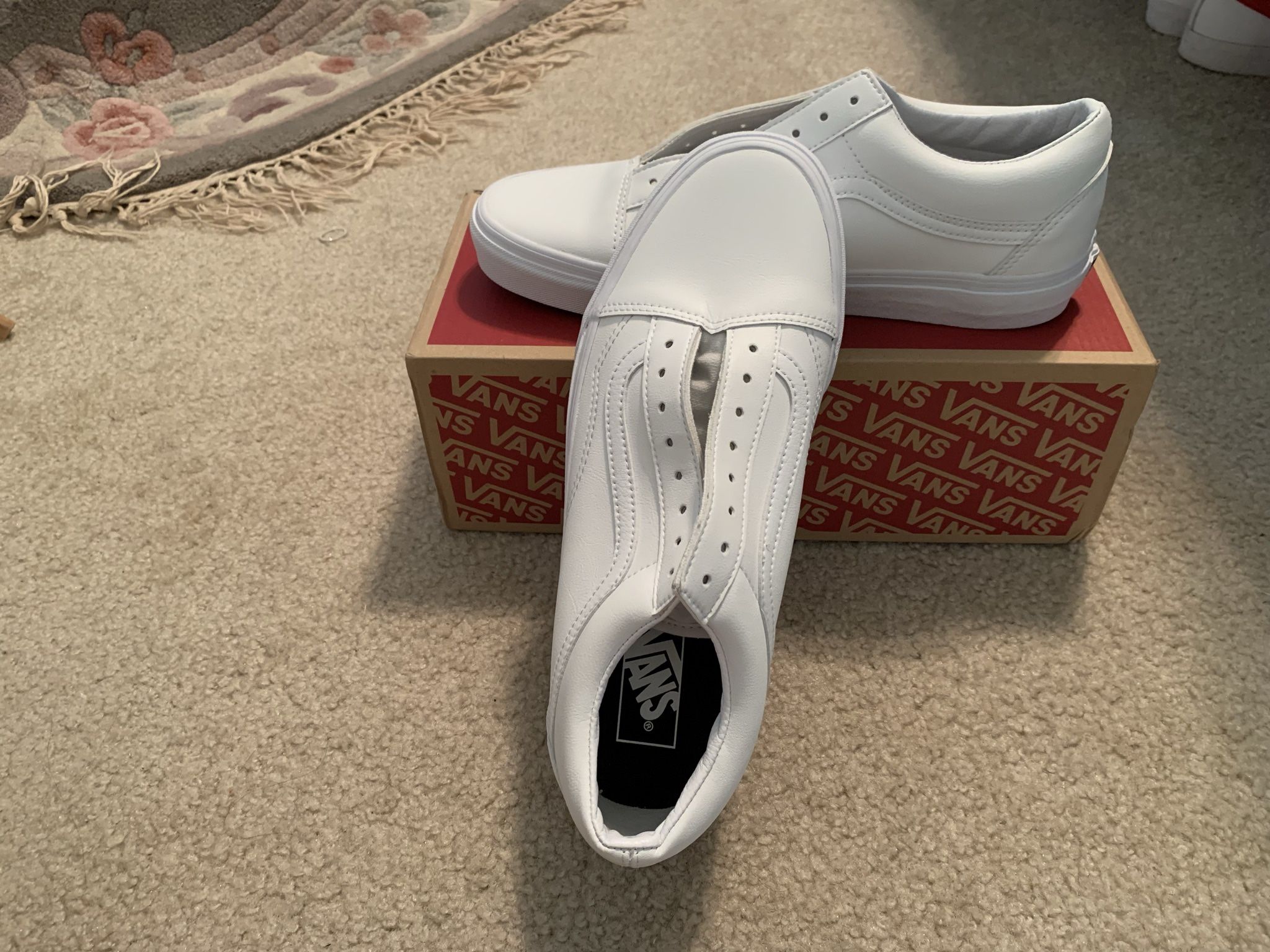 Vans White Leather Lows