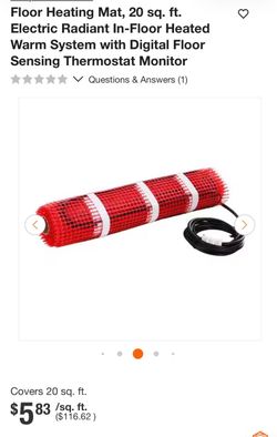 Vevor Electric Radiant Floor Heating Mat 20 sq. ft. Sealed new only 70 vs 116