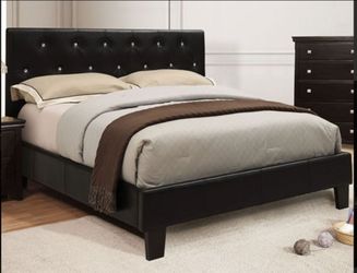Brand New Black Leather Modern Style Eastern King Bed Frame (Available in California King)