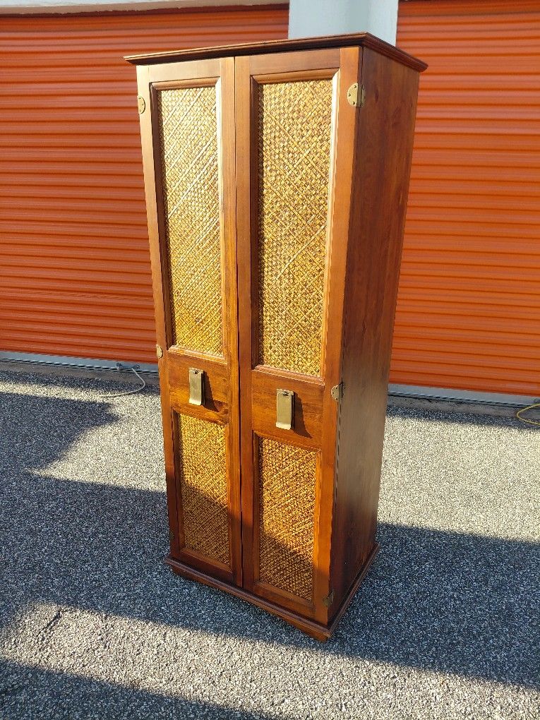 Tall Wood Media Storage Cabinet