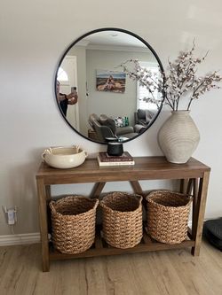 A Frame Rustic Entry Console Table- Rustic Oak- Saracina Home