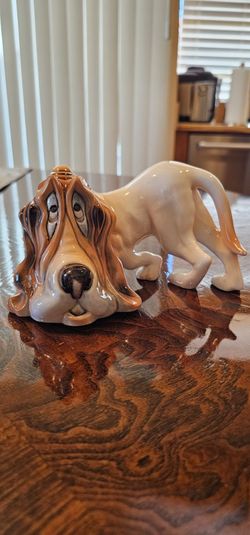 1950s Basset Hound Dog Cacciapuoti Caricature Ceramic Figure Vintage / Collectible / Collector / Decor / Man Cave / Decorative / Gift / Unique / Decor