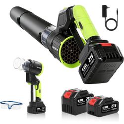 ☆ Leaf Blower Cordless, 2in1 Electric Cordless Leaf Blower w/ 2 Batteries & Charger, 4 Wind Speed, 2 Handheld Modes, 4.0/5.0AH Battery, Lightweight Bl