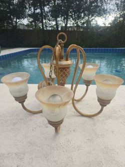 Chandelier Antique Vintage Gold Hanging Light Fixture Adjustable 5 Light Decorative Chandelier Ceiling