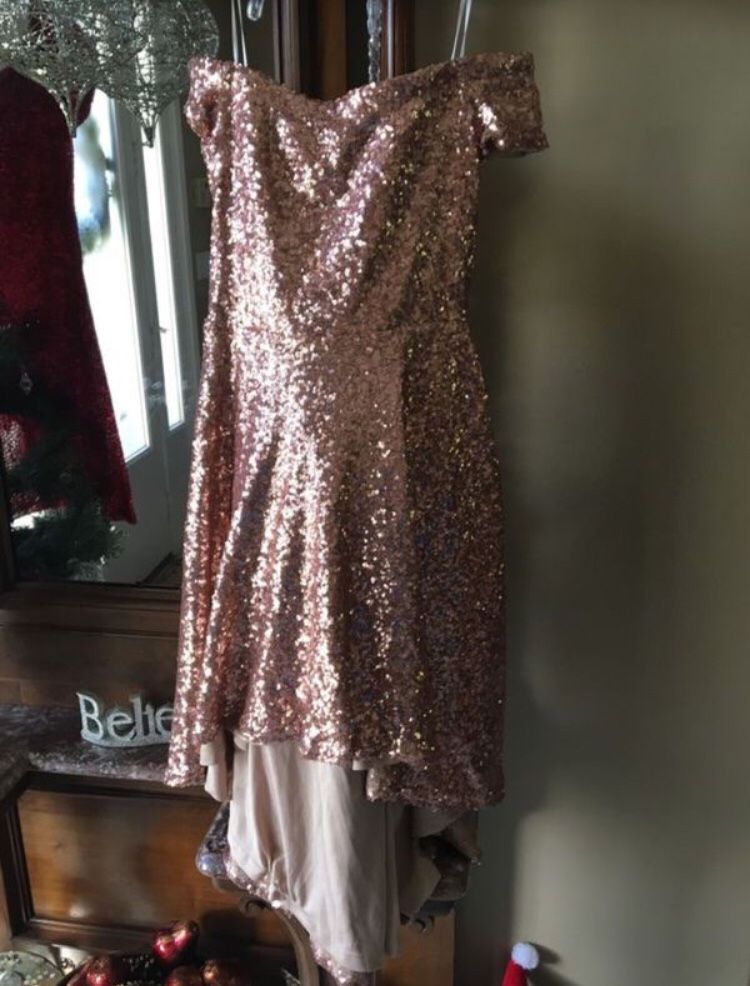 Rose gold sequin dress