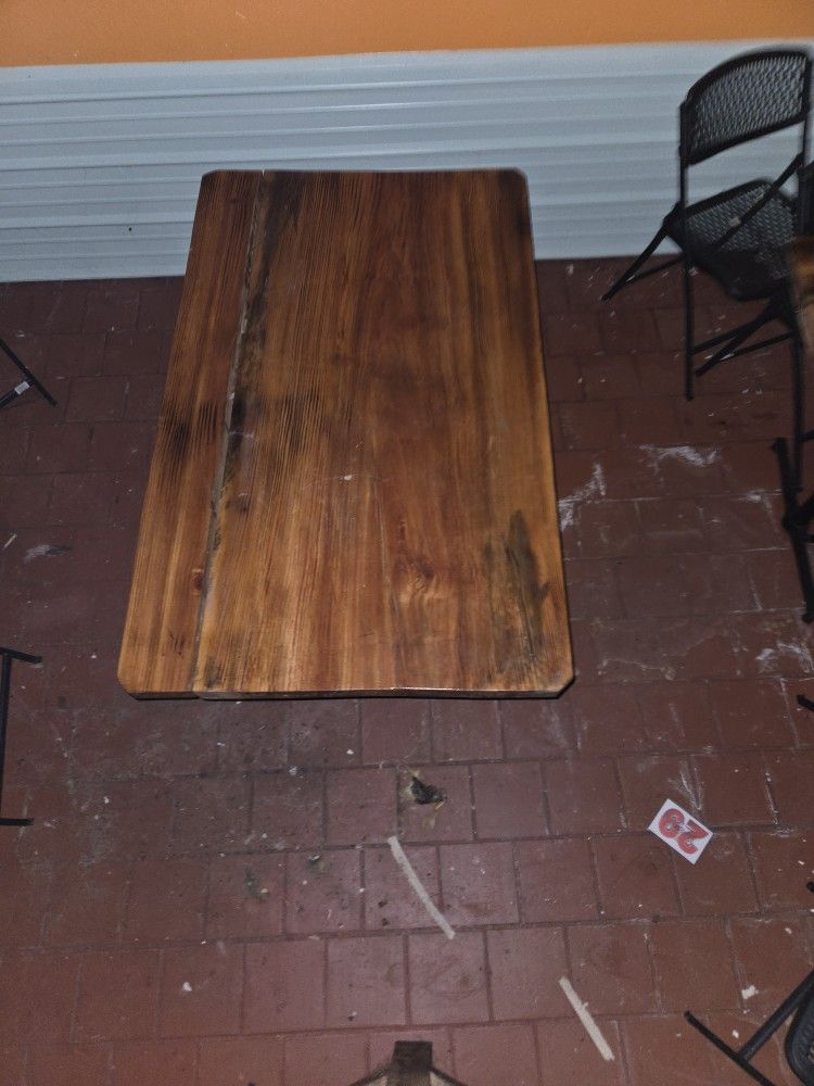 Antique Polished Oak Wood Table Top