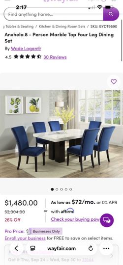 Marble dining table and chairs
