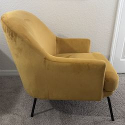 Mustard Yellow Accent Chair | Velvet Texture | Rarely Used