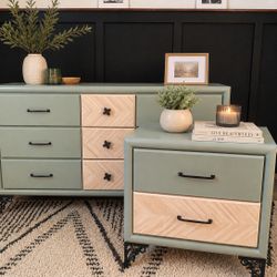Refinished Dresser And Nightstand Set