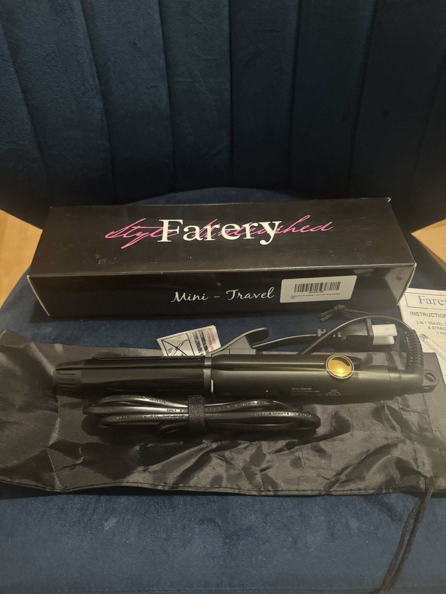 FARERY 2-in-1 Travel Curling iron and straightener 20$