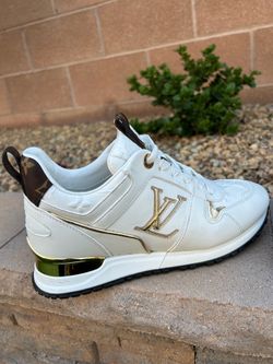 Louis Vuitton Run Away Sneakers – White/Gold Monogram – Size 35