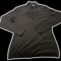 Chic Black Cut Out Heart Detail Women's Blouse