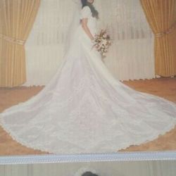 Wedding Dress Size 4  & Headpiece