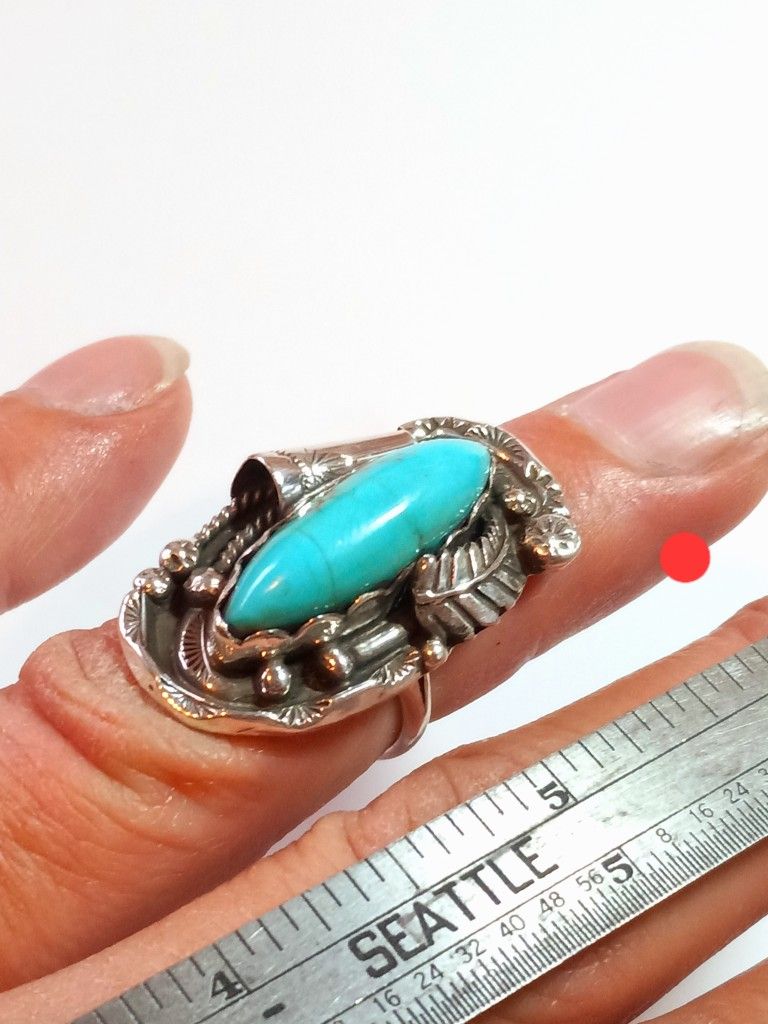 $60! Awesome 925 Sterling Silver Turquoise Navajo Made Ring 