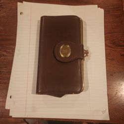 Brown wallet and coin purse.