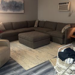 For Sale: Medium/Dark Grey Sectional with Ottoman 
