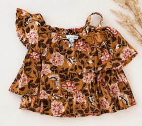 Janie and Jack Floral Top – Size 6 – Boho Ruffle Flutter Sleeve Blouse