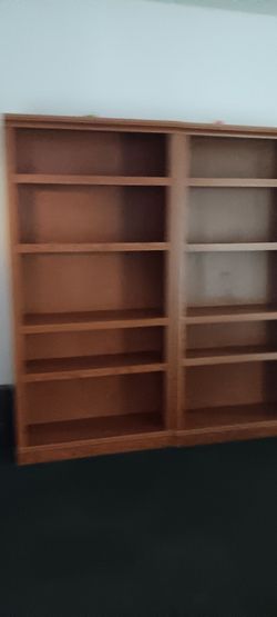 Dark wood shelves
