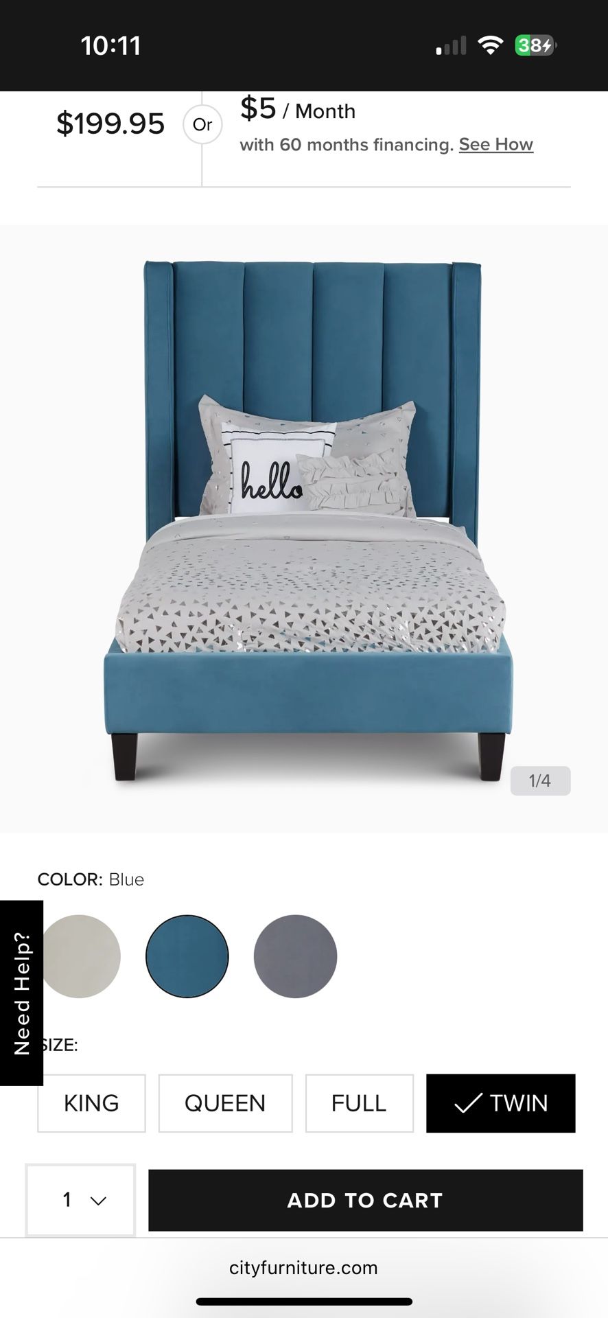Blue Velvet Bed Frame