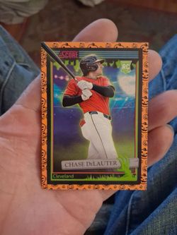 2026 Panini Score-A-Treat Chase DeLauter #168 (Rookie Card) Halloween-themed "Orange Pumpkins Border" Parallel. Near Mint/Mint Condition.