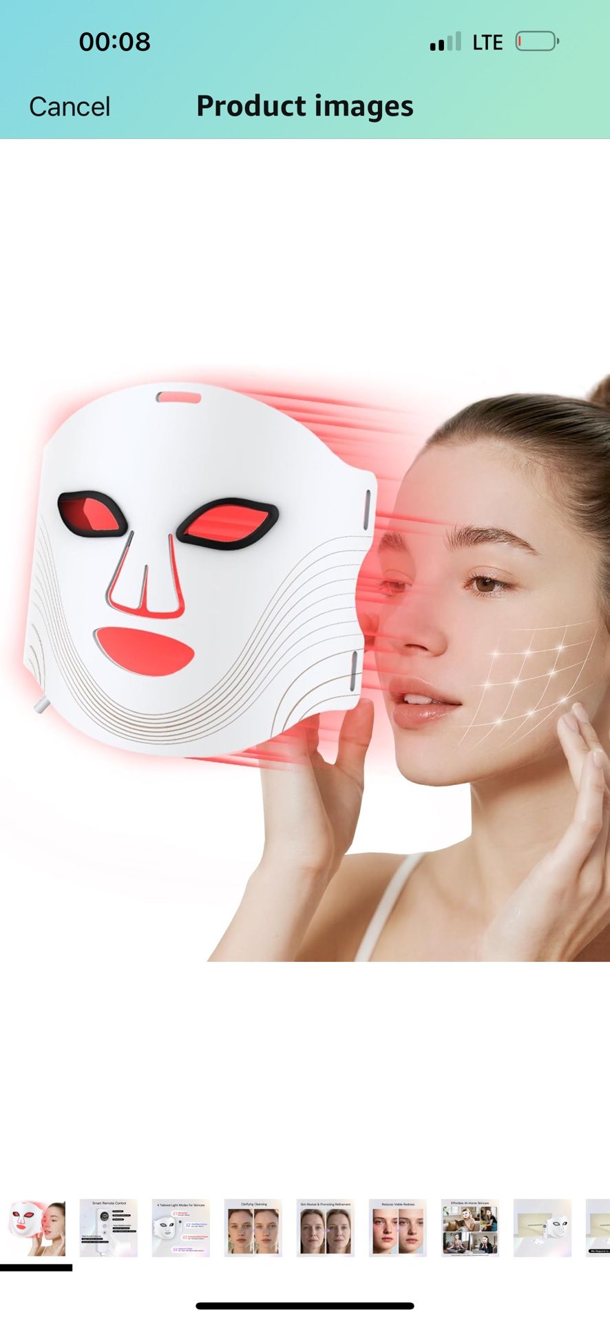 Brand New Red Light Therapy for Face,Infrared Face Mask Light Therapy with 850nm Near Infrared, 4 Mode LED Facial Skin Care Mask