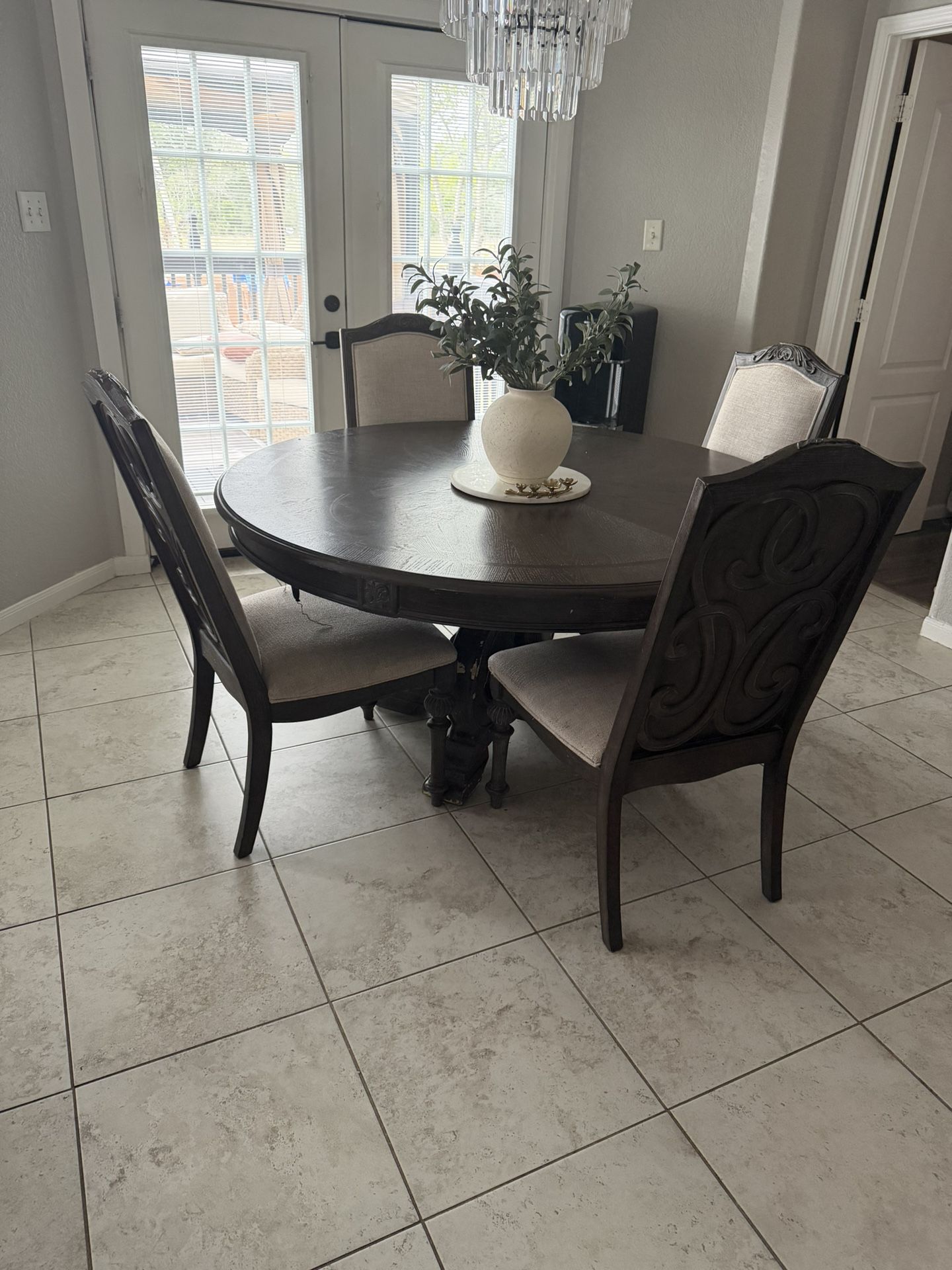 4 Chair Grey/Brown Ash 60 Inch Round Dining Table