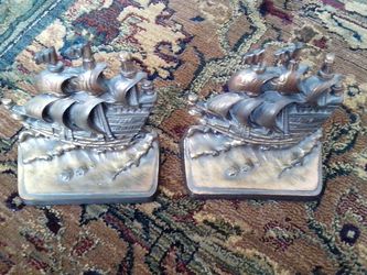 1-BE: Brass Vintage Ship Bookends
