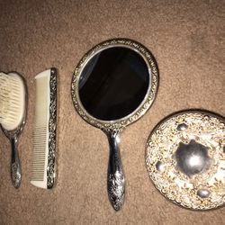 Vintage Brush And Mirror Set