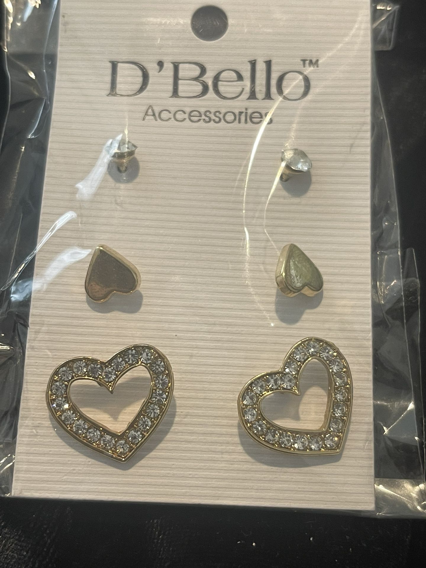 D - New In Package D’Bello 3 Pair Of Pierced Earrings