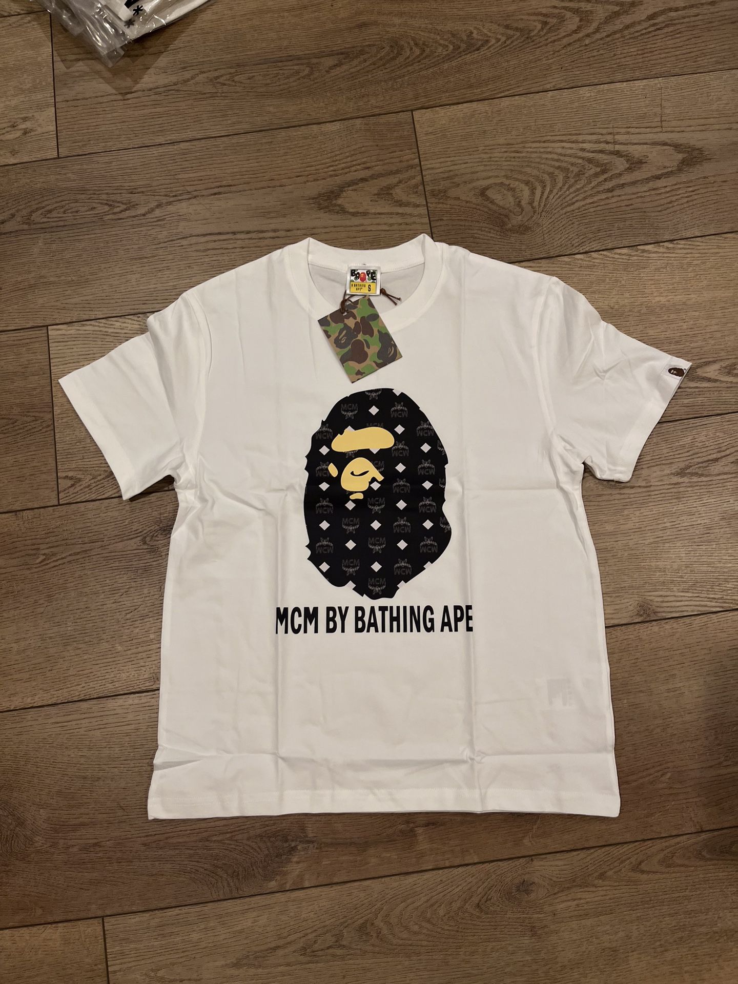 Mcm X Bape White Tee Shirt ( Sizes S,L)