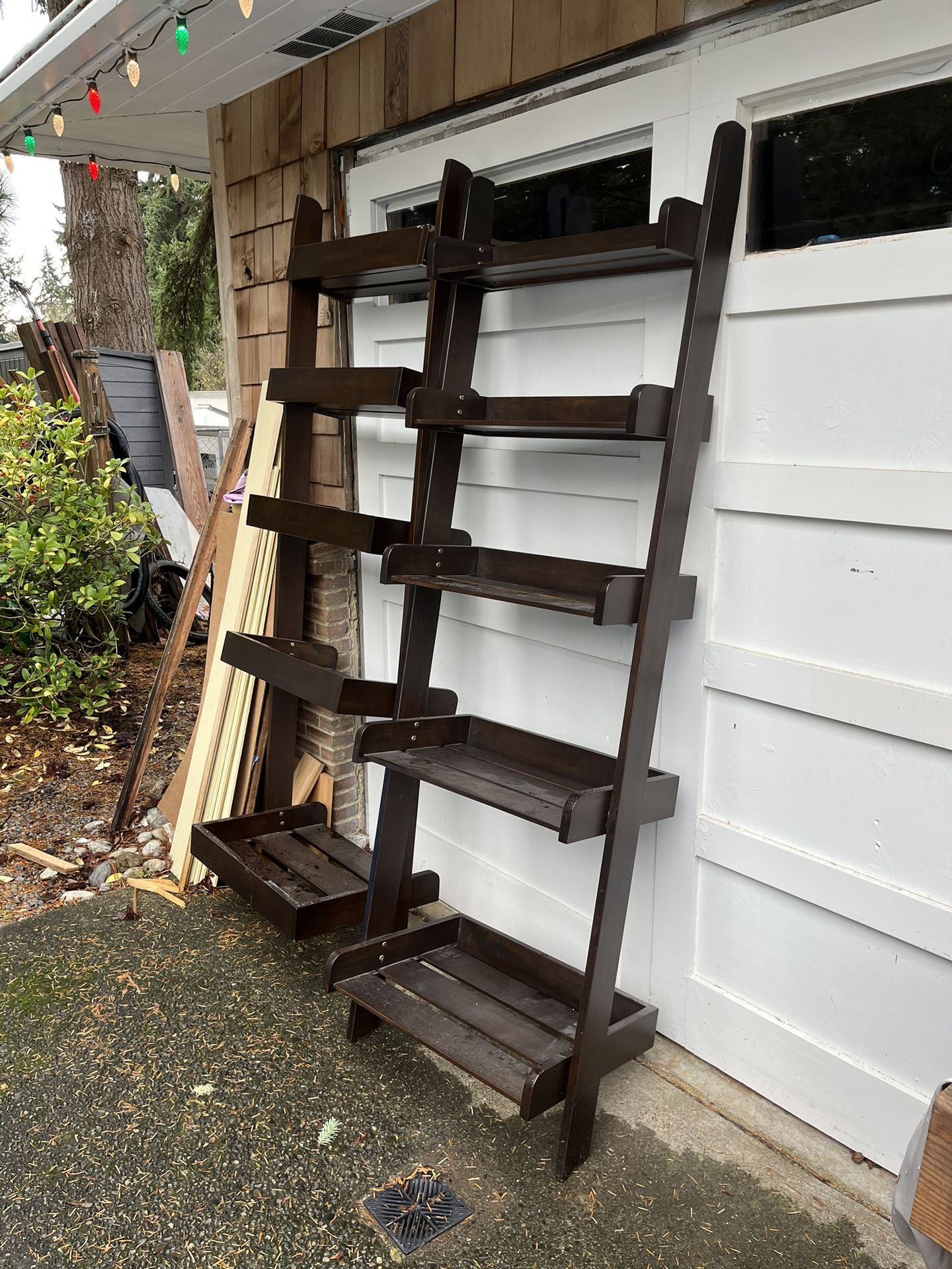Leaning Wood Shelves