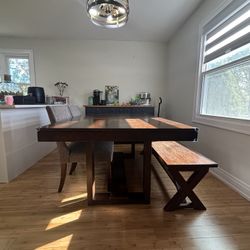 Kitchen Table With Two Chairs And Bench
