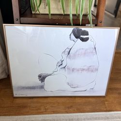 RC Gorman Framed Print (1977) – “Woman With Clasping Hands”