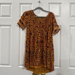 Good Condition | XS Boho-chic yellow and orange floral mini dress 