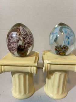 Original Lutetian Glass Paperweights, Made in Japan-$40 Pair