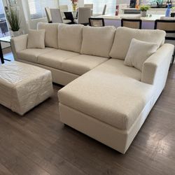 Cream Sectional With Free Ottoman ‼️different Colors Available ‼️
