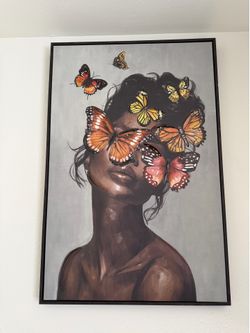 Framed Butterfly Woman Wall Art – Beautiful Modern Artwork