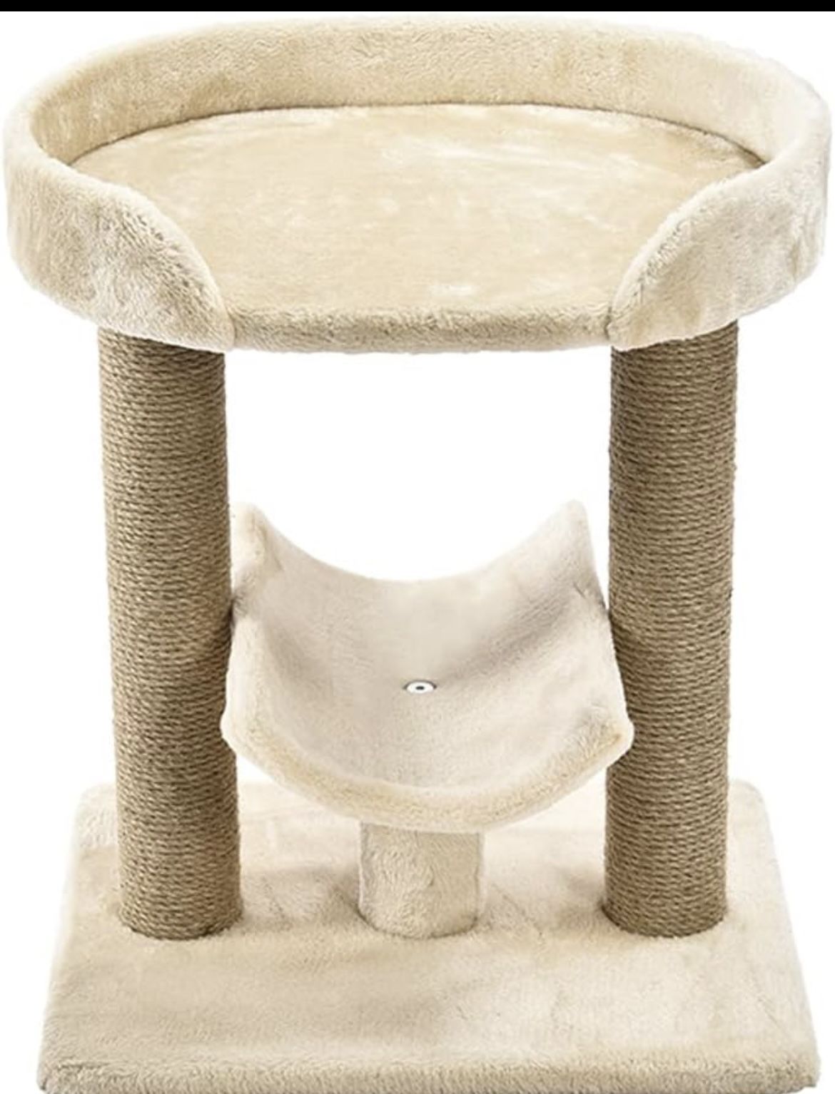 Multi- Platform Cat Tree with Scratching Post for Indoor Cats up to 25lbs, 18 x 14 x 22 Inches, Beige Platform Beige