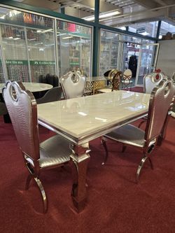 Dining Table Set Genuine Stone Top