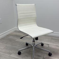 Six White Leather Office/Conference Chairs