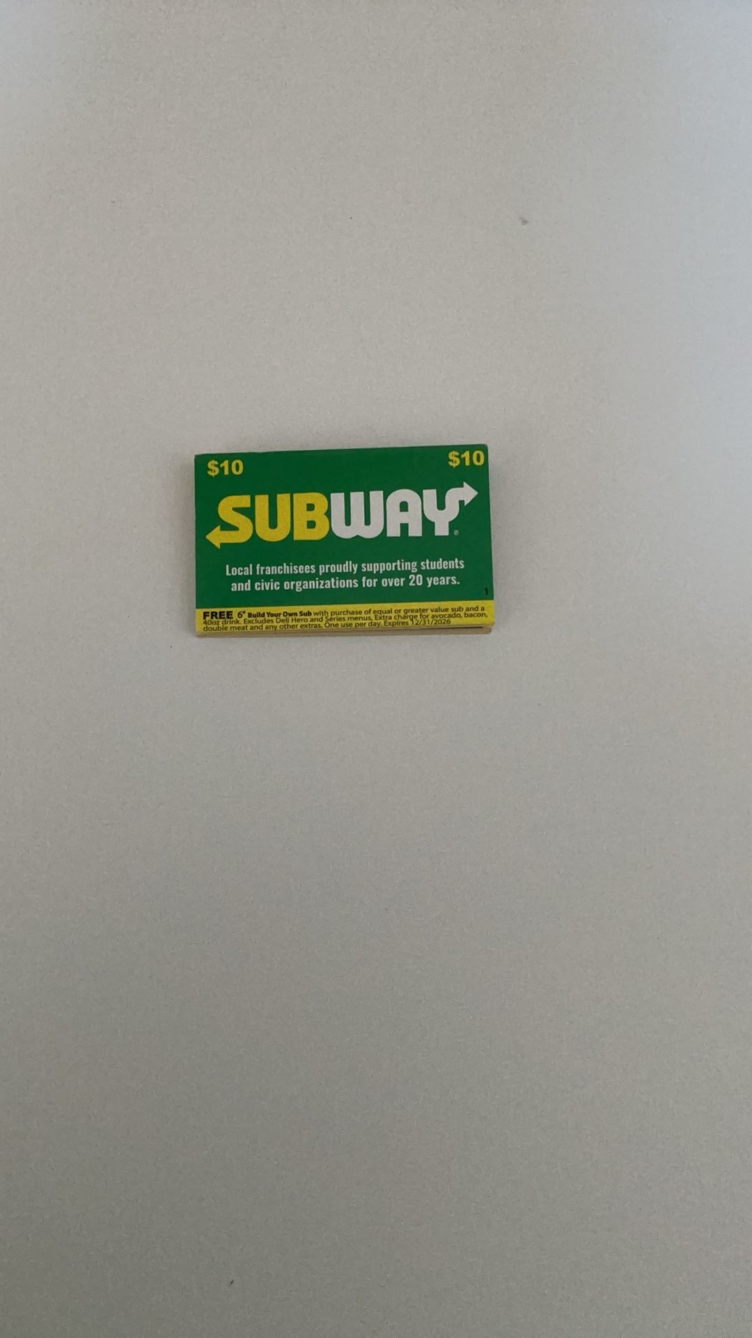 Subway Coupon Tickets 
