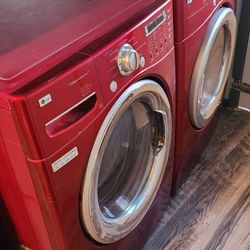 LG Red Washer and Dryer Set