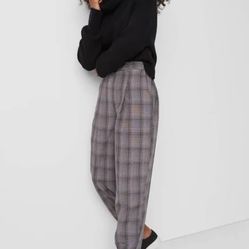 Wild Fable Women’s High Rinse Plaid Pleated Tapered Pants Size Smal 