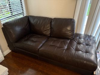 Dark Brown Leather Chaise Sectional Sofa