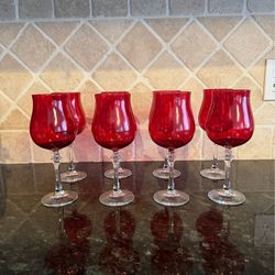Red glass wine/water glasses