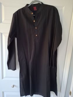 Black Long Sleeve Kurta Tunic Shirt